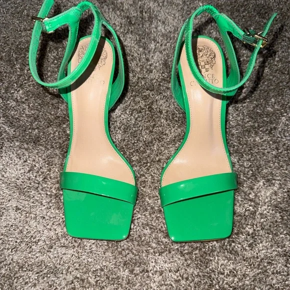Vince Camuto Green Square-Toe Ankle-Strap Heels - Picture 1 of 3
